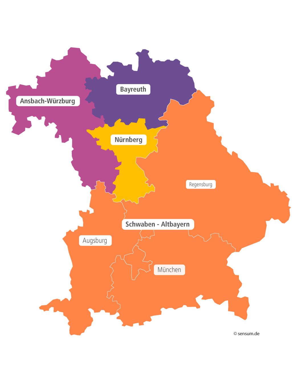Interaktive Karte mit den Kirchenkreisen die farblich voneinander abgesetzt sind.